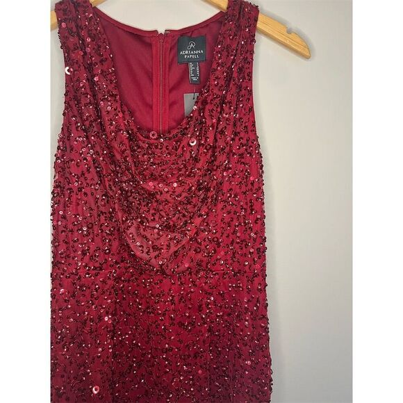 Adrianna Papell Women's Sequined Cowl Neck Sheath Dress Red Size 4​ - Picture 6 of 13